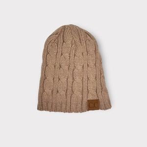 C.C. Cable Knit Braided Cozy Beige Beanie